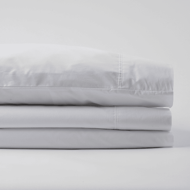 Sábanas King 300 Hilos Algodón Pima Peruano Percale Liso Bco 3