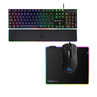 Pack Teclado Gungnyr Pro Negro + Mouse RGB Atreo + Pad Grande RGB Themis 3