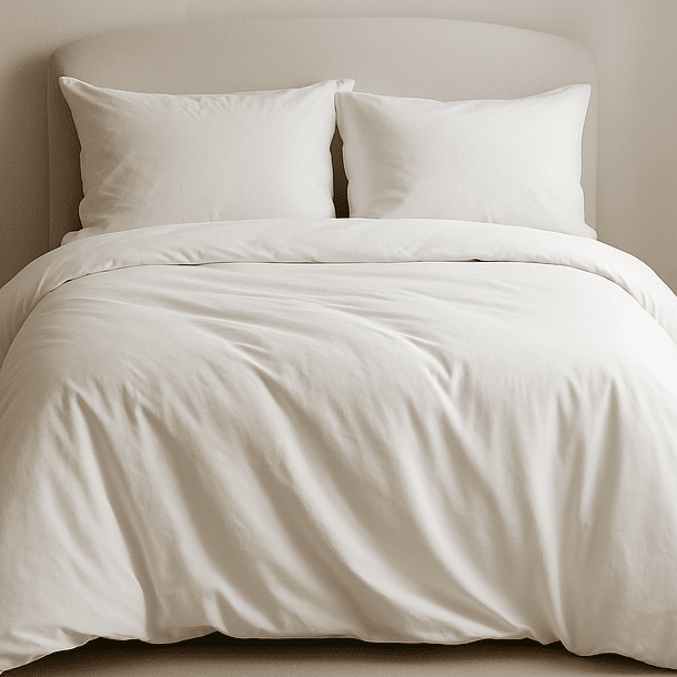 Funda Plumón 2 Plazas Algodón Egipcio 300 Hilos Liso Blanco 2