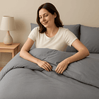 Funda Plumón 2 Plazas Algodón Egipcio 300 Hilos Gris 3