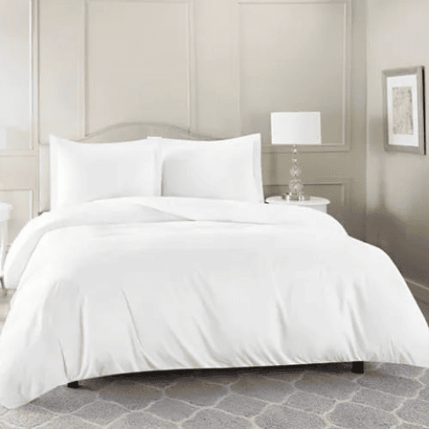 Funda Plumón 2 Plazas Algodón Egipcio 300 Hilos Liso Blanco 1