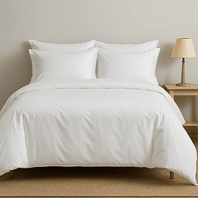 Funda Plumón King Algodón Egipcio 300 Hilos Liso Blanco