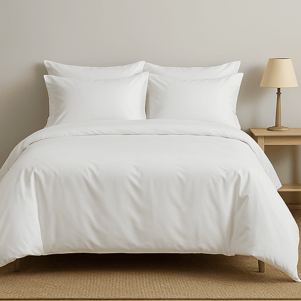 Funda Plumón King Algodón Egipcio 300 Hilos Liso Blanco 1