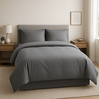 Funda Plumón King Algodón Egipcio 300 Hilos Gris 1