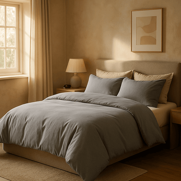 Funda Plumón King Algodón Egipcio 300 Hilos Gris 3