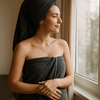 Juego Toallas 1100 Gramos Algodón Egipcio Baño y Mano Gris Pizarra 4