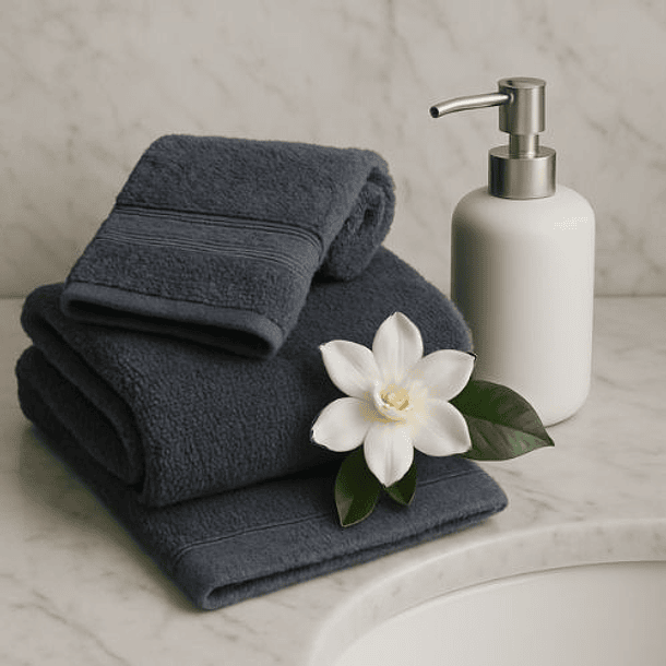 Juego Toallas Algodón Egipcio 1 Mano y 2 Mano Visita Gris Pizarra 2