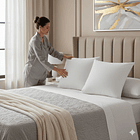 Set 2 Almohadas 350 Gr Microfibra Tela 300 Hilos Algodón Egipcio 45x45 cm Blanco 6