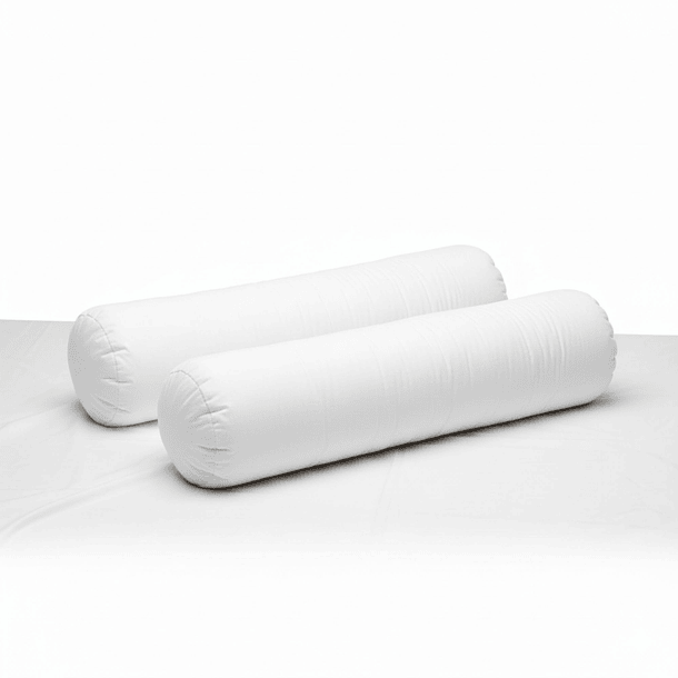 Set 2 Almohadas Tubulares 450 Gr Tela 300 Hilos Algodón Egipcio 30x60 cm Blanco 1