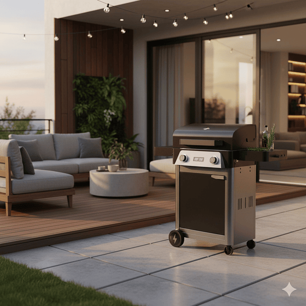 Set Parrilla Exterior Electrica E2B California Black + Funda 4