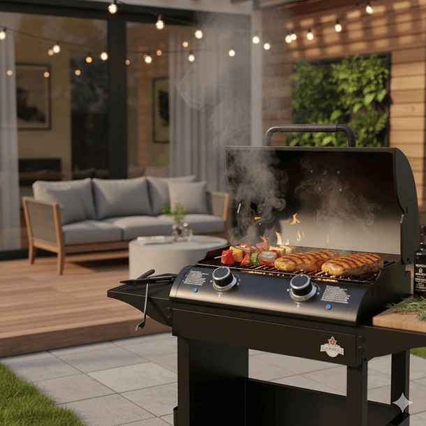 Set Parrilla Exterior Electrica E2B Boston Black con Carro + Funda S 6