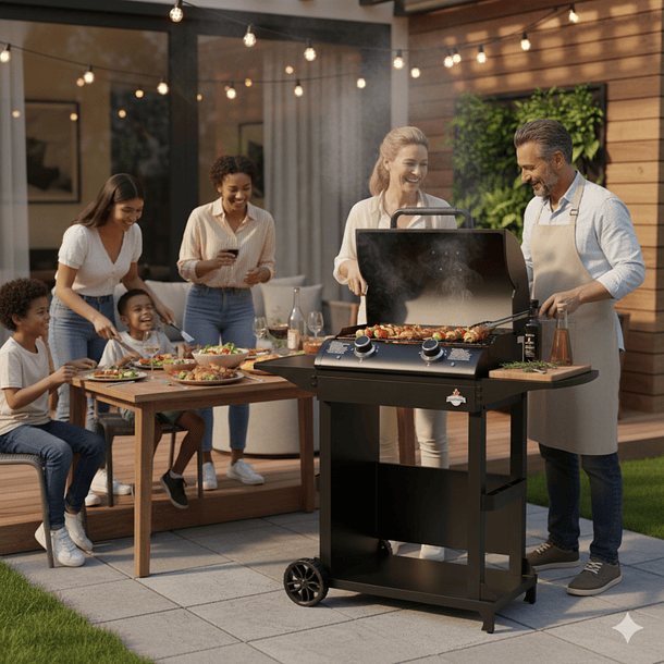 Set Parrilla Exterior Electrica E2B Boston Black con Carro + Funda S 7