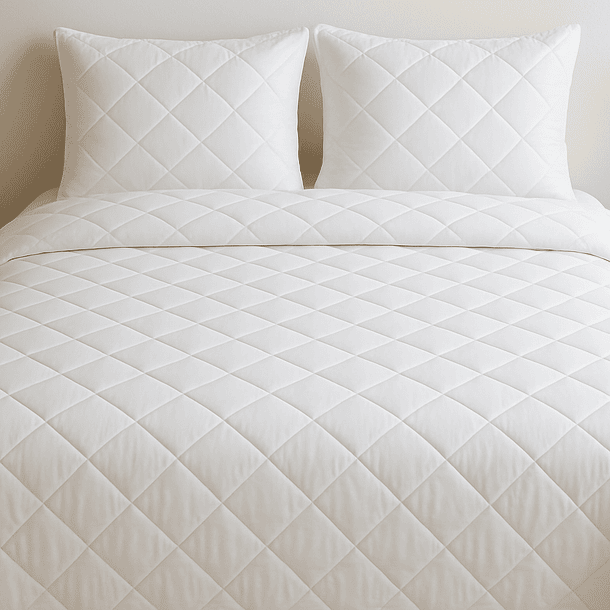 Quilt King Algodón Egipcio 300 Hilos Rombos Blanco 2