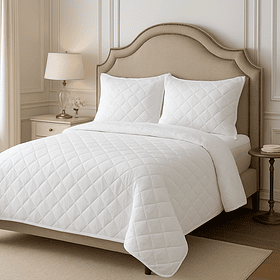 Quilt King Algodón Egipcio 300 Hilos Rombos Blanco
