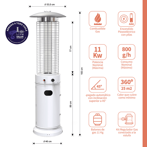 Estufa Segunda Seleccion a Gas Exterior TUB White 2