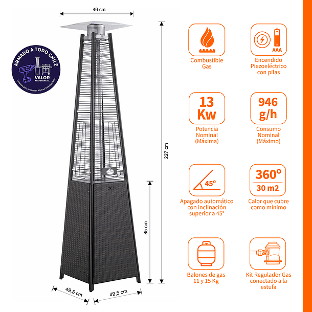 Estufa Segunda Seleccion a Gas  Exterior Terraza OBELISK Rattan 2