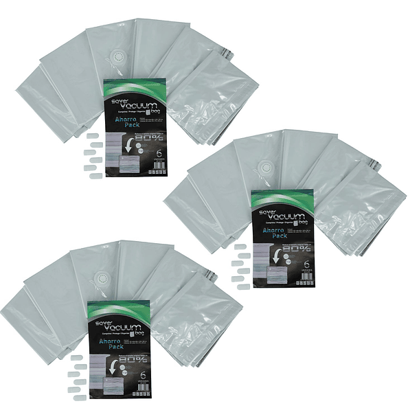 Pack Ahorro 3 SETS de 6 Bolsas Ahorra Espacio SVB 3D CUBO 1