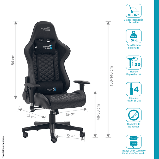 Silla Gamer Shooter Negro /Gris 2