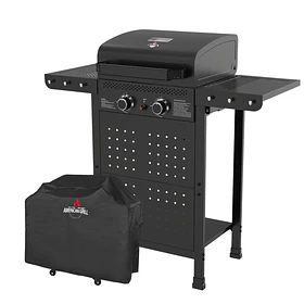 Set Parrilla Gas 2 Quemadores Vermont Black + Funda XXS