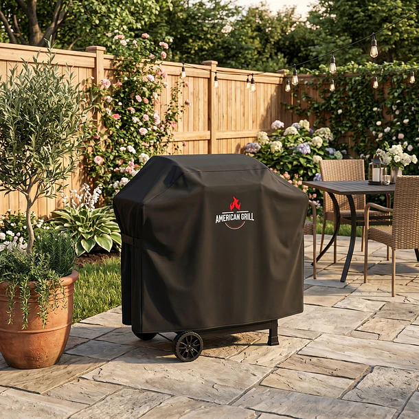 Set Parrilla Gas 2 Quemadores Vermont Black + Funda XS 9