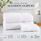 Juego Toallas Algodón Egipcio 1 Mano y 2 Mano Visita Blanca 4