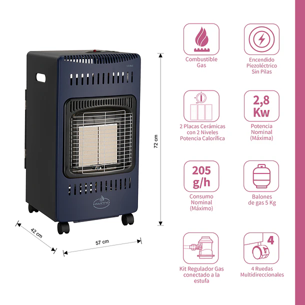 Estufa Segunda Seleccion a Gas Interior 5 Kg 2,8 Kw VARME Blue 2