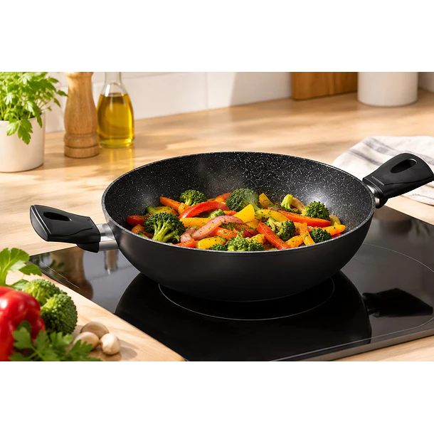 Wok 2 Asas 24cm Negro Antiadherente Daily 2