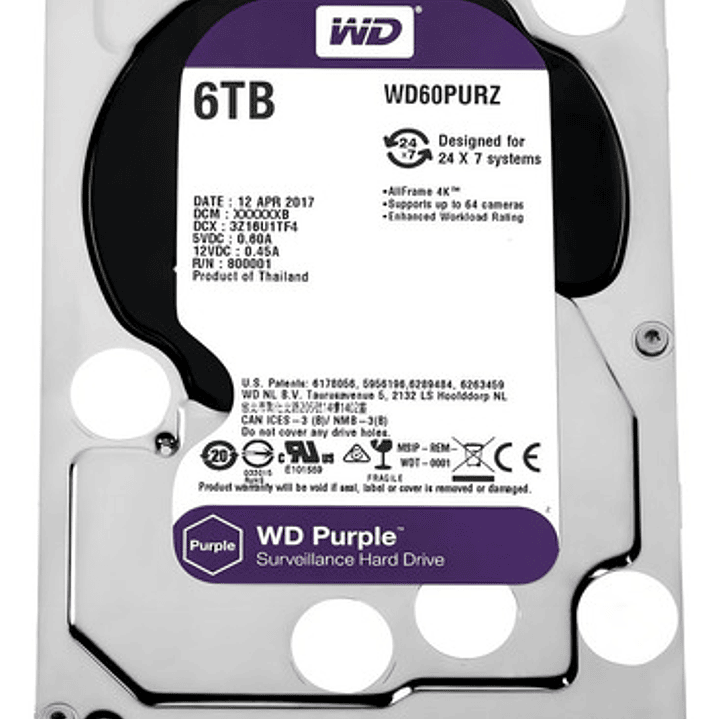 Dvr De Vigilancia Hd Wd Purple De 6 Tb 256 Mb Wd64pure 7