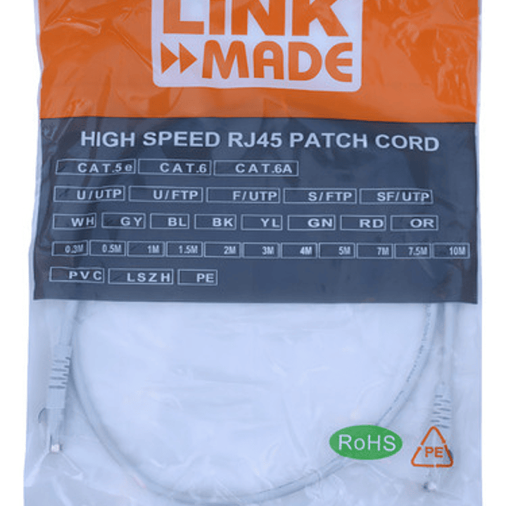 Linkmade 1mt Cat5e U/utp Gris Lszh Cable Patch Inyectado Mul 3
