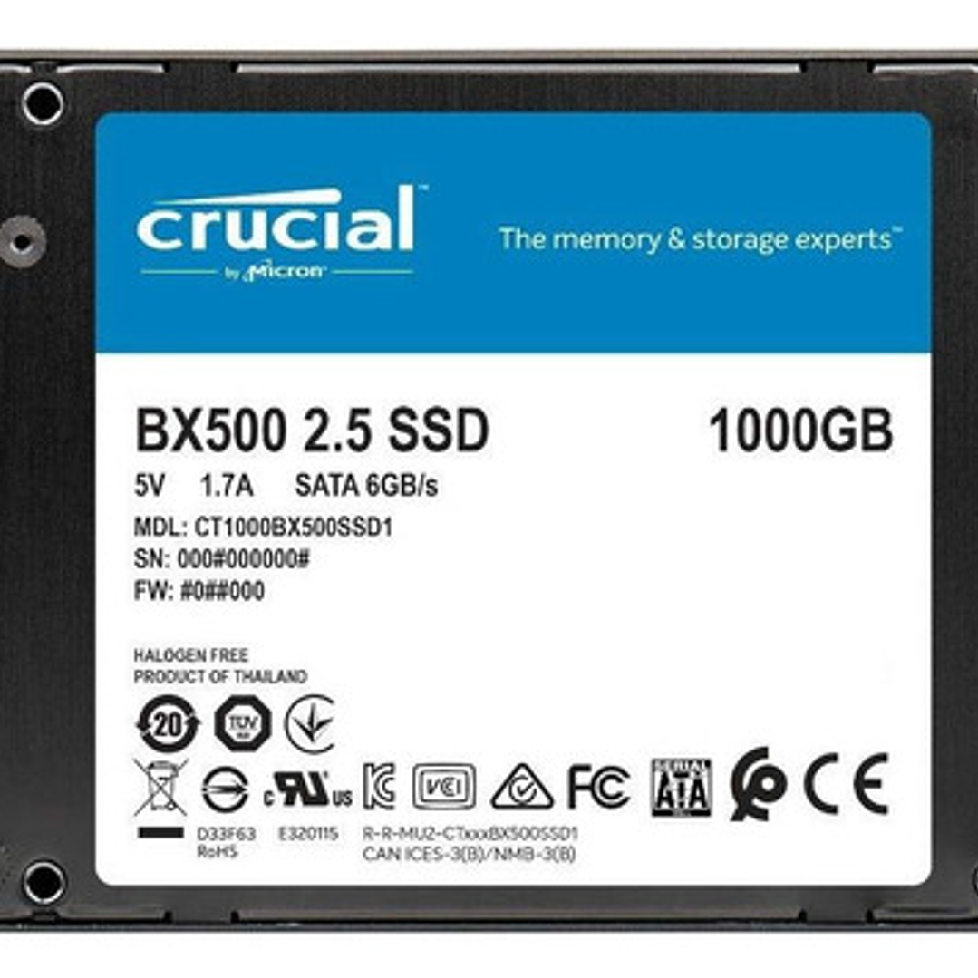 Interno Crucial Ct1000bx500ssd1 Sata 1tb Negro 3
