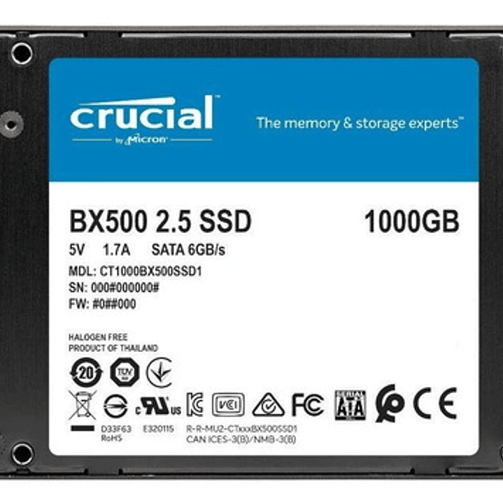 Interno Crucial Ct1000bx500ssd1 Sata 1tb Negro 3