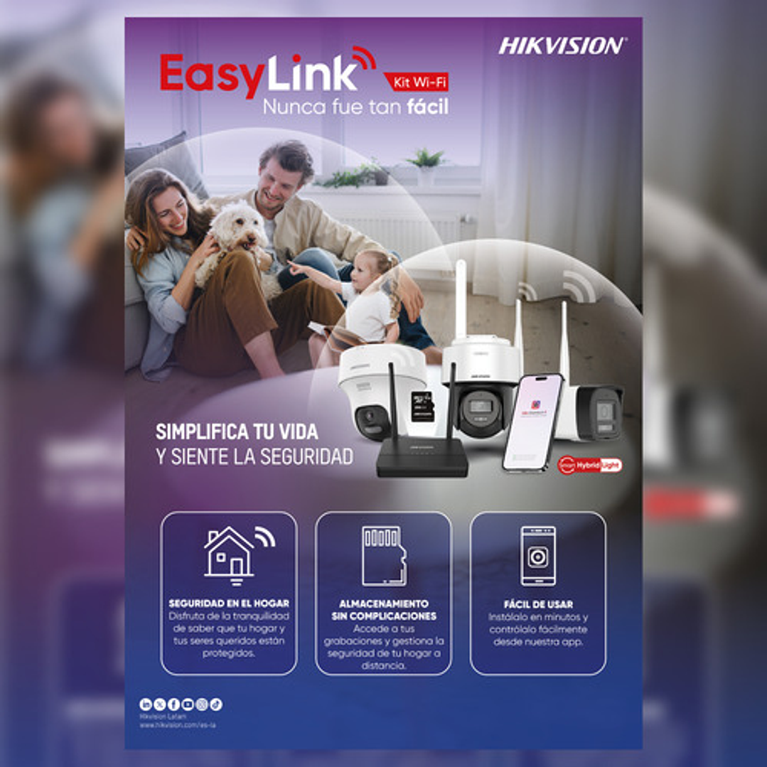 Hikvision Easy Link Wi-fi Kit Nvs + 2 Camaras Bullet 2mp Blanco 5