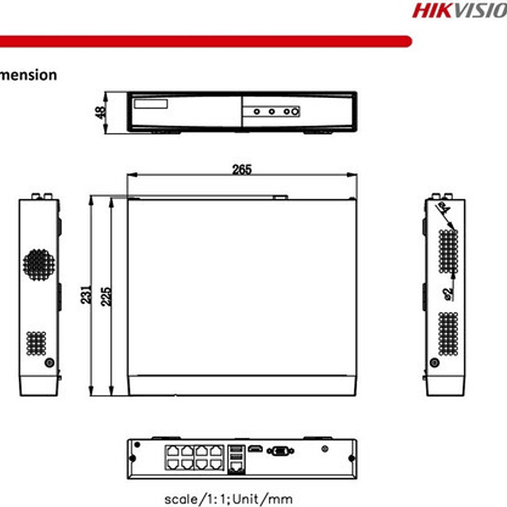 Video Grabadora De Vigilancia Hikvision Ds-7104ni-q1/4p/m De 4 Canales 4