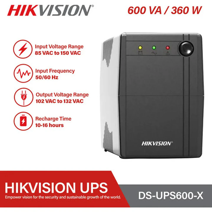 Ups Interactiva 600va Led Hikvision Ds-ups600 Color Negro 6