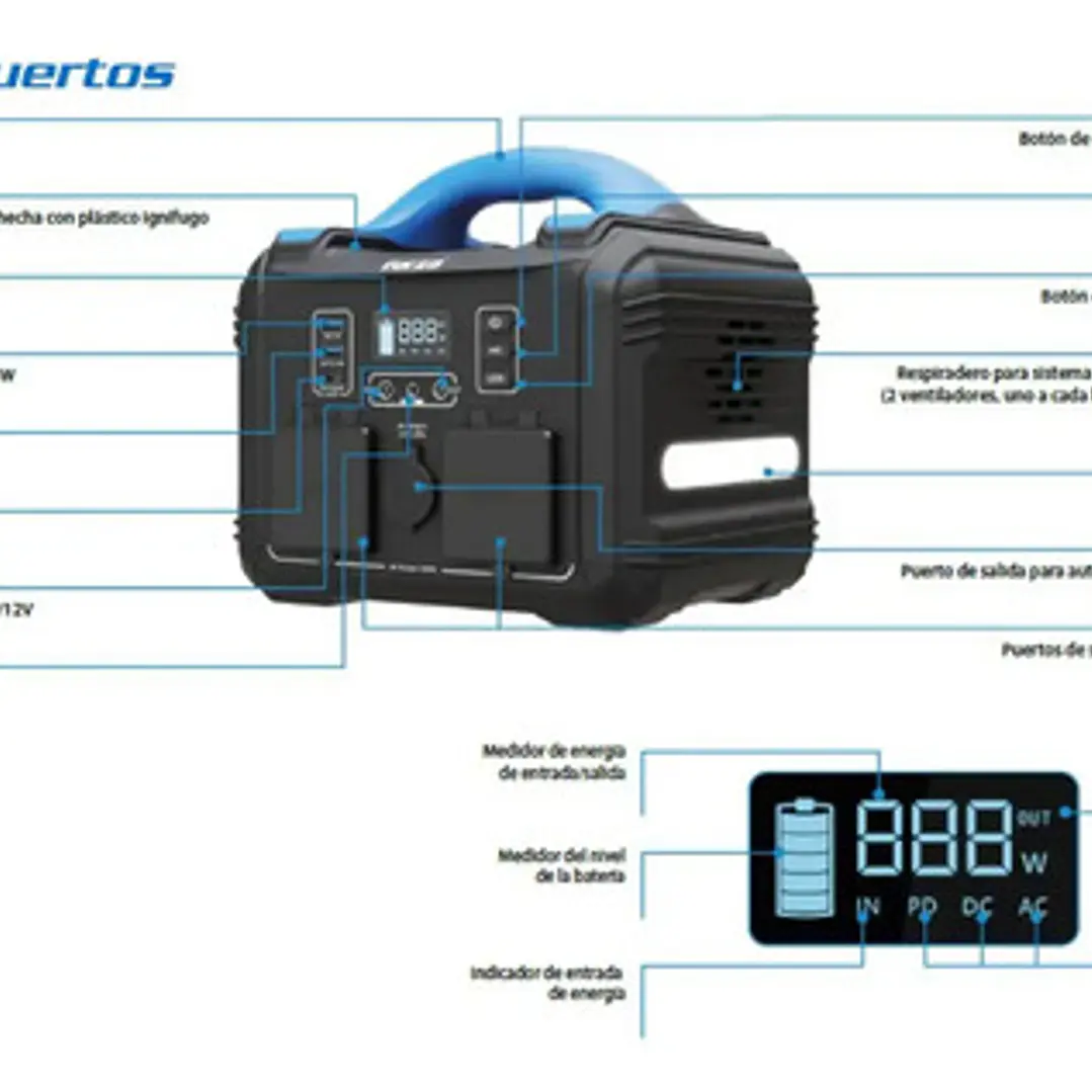 Generador Eléctrico Forza Fpp-t302 8puertos 300w Bateríalmfp 11