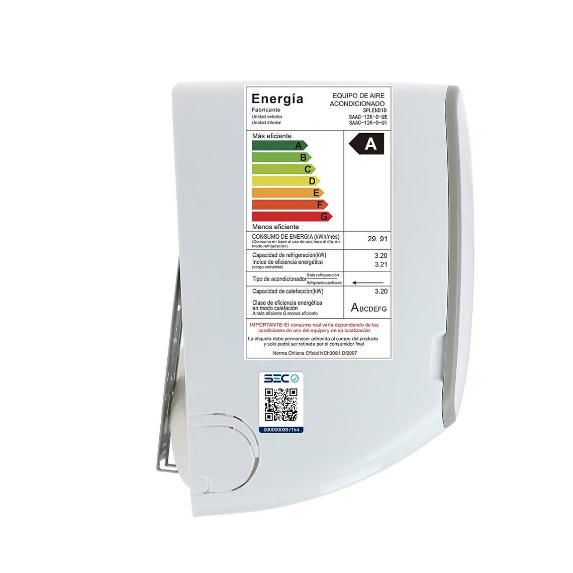 Aire Acondicionado Split 12000BTU ON/OFF Splendid 2