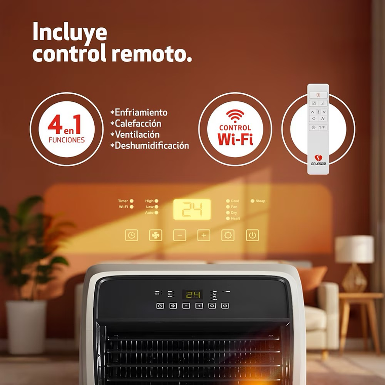 Aire acondicionado portátil 12000 BTU Frío/Calor WiFi Splendid 5