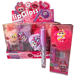 labial gloss magico impermeable con llavero pompon labubu