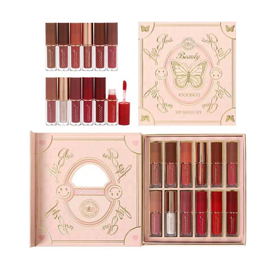 set 12pcs brillos lipgloss mate shimmer de larga duracion