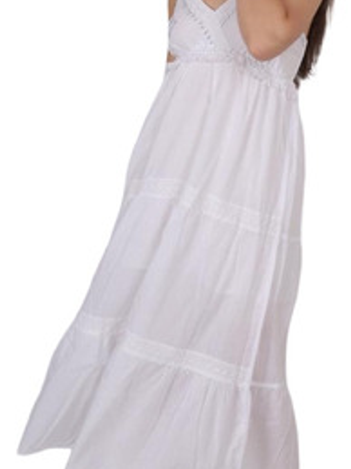 Vestido Largo Blanco Hecho En La India  Estilo Boho 3