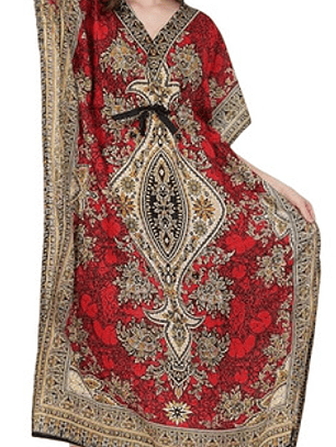 Vestido Largo Tipo Kimono Caftán Plus Size Cuello V  Playa