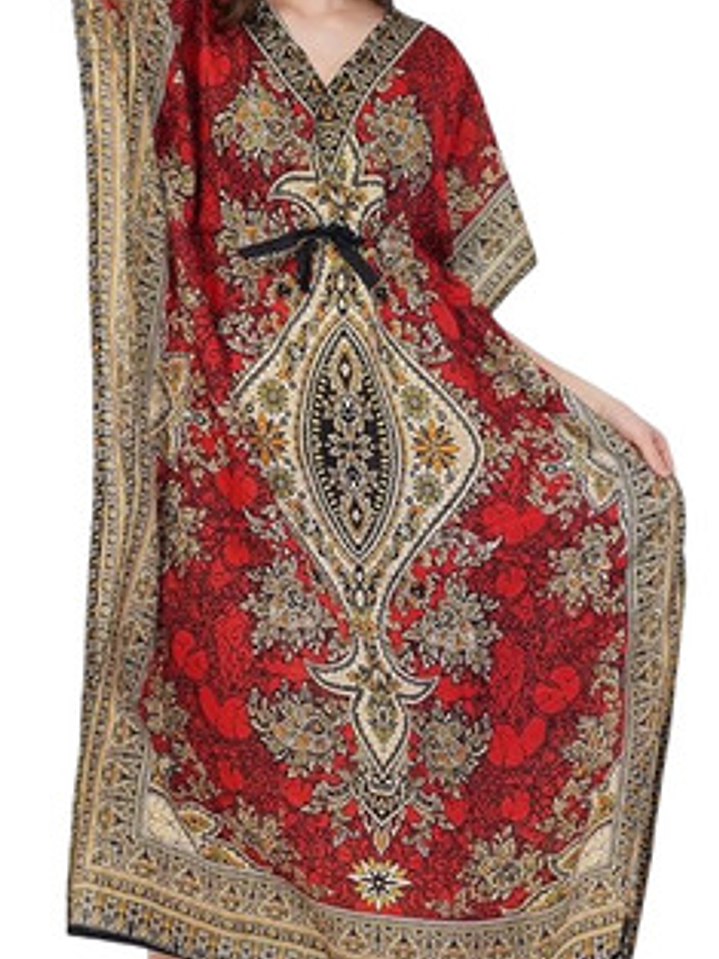 Vestido Largo Tipo Kimono Caftán Plus Size Cuello V  Playa 1