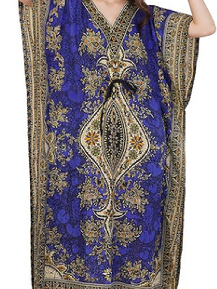 Vestido Largo Tipo Kimono Caftán Plus Size Cuello V  Playa 2