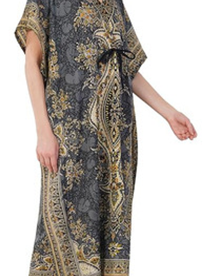 Vestido Largo Tipo Kimono Caftán Plus Size Cuello V  Playa 4