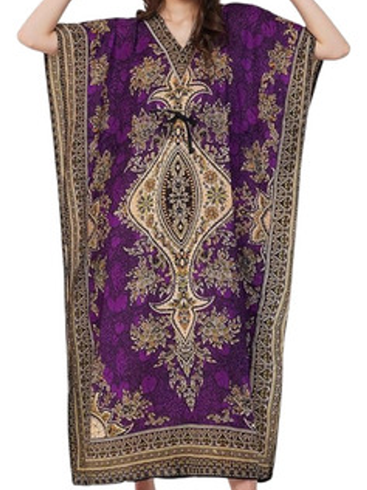 Vestido Largo Tipo Kimono Caftán Plus Size Cuello V  Playa 5