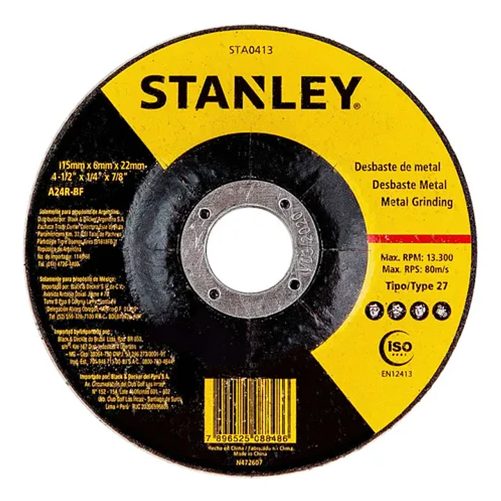 DISCO DESBASTE METAL STANLEY 1