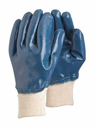 GUANTE NITRILO AZUL C/PUÑO TEJIDO 