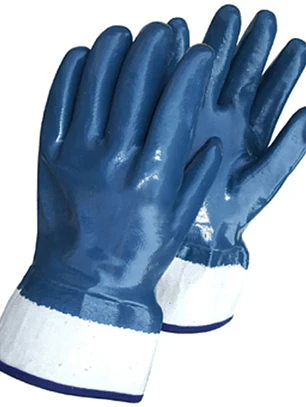 GUANTE NITRILO AZUL CON PUÑO SEGURIDAD