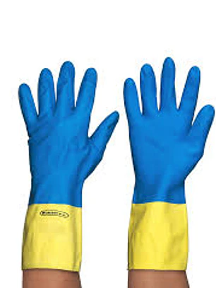 GUANTE BICOLOR CELESTE AMARILLO HANSELL