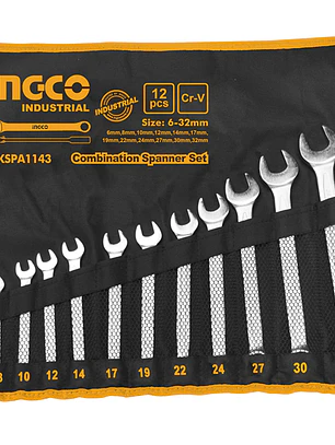 JUEGO LLAVES PUNTA CORONA 12 PCS 6-24MM INGCO 